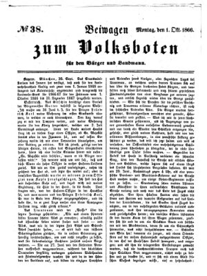 Der Volksbote für den Bürger und Landmann Montag 1. Oktober 1866