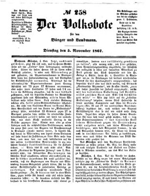 Der Volksbote für den Bürger und Landmann Dienstag 5. November 1867