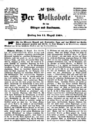 Der Volksbote für den Bürger und Landmann Freitag 14. August 1868
