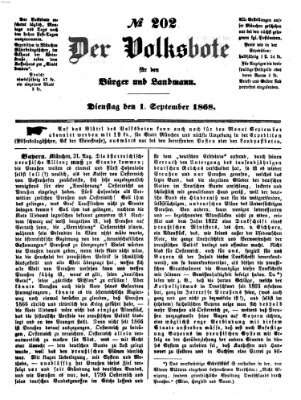 Der Volksbote für den Bürger und Landmann Dienstag 1. September 1868