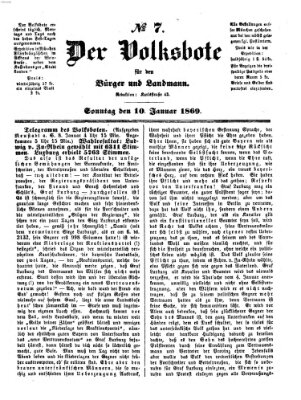Der Volksbote für den Bürger und Landmann Sonntag 10. Januar 1869