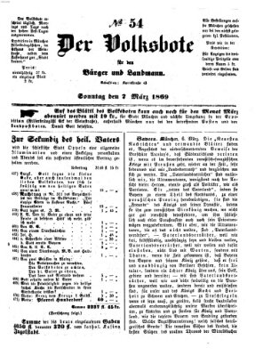 Der Volksbote für den Bürger und Landmann Sonntag 7. März 1869