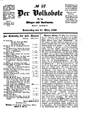 Der Volksbote für den Bürger und Landmann Donnerstag 11. März 1869