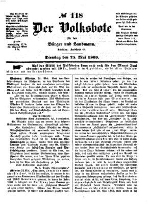 Der Volksbote für den Bürger und Landmann Dienstag 25. Mai 1869