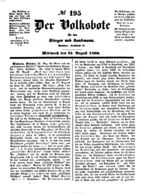 Der Volksbote für den Bürger und Landmann Mittwoch 25. August 1869
