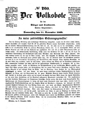 Der Volksbote für den Bürger und Landmann Donnerstag 11. November 1869