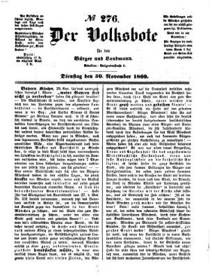 Der Volksbote für den Bürger und Landmann Dienstag 30. November 1869