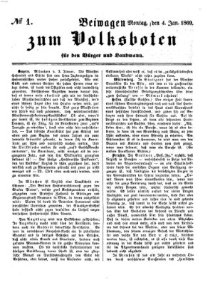 Der Volksbote für den Bürger und Landmann Montag 4. Januar 1869