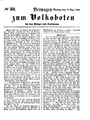 Der Volksbote für den Bürger und Landmann Montag 16. August 1869