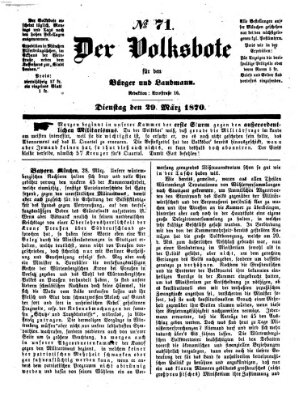 Der Volksbote für den Bürger und Landmann Dienstag 29. März 1870