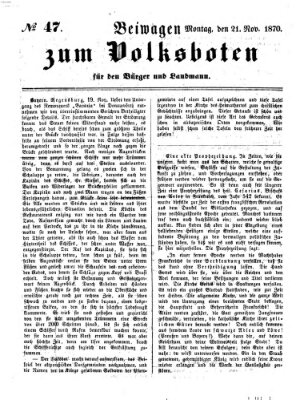 Der Volksbote für den Bürger und Landmann Montag 21. November 1870