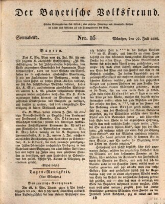 Der bayerische Volksfreund Samstag 22. Juli 1826