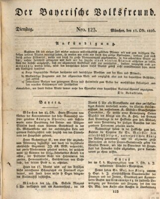 Der bayerische Volksfreund Dienstag 17. Oktober 1826