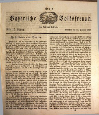 Der bayerische Volksfreund Freitag 22. Januar 1830