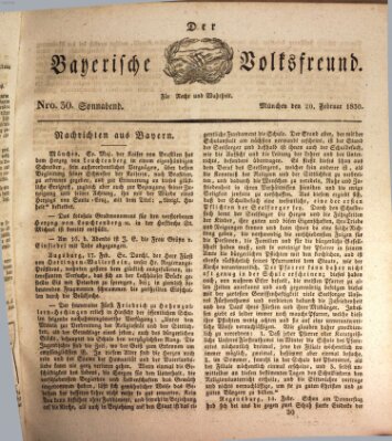 Der bayerische Volksfreund Samstag 20. Februar 1830