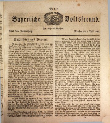 Der bayerische Volksfreund Donnerstag 1. April 1830