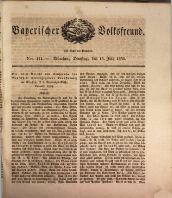 Der bayerische Volksfreund Dienstag 13. Juli 1830