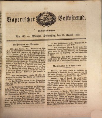 Der bayerische Volksfreund Donnerstag 26. August 1830
