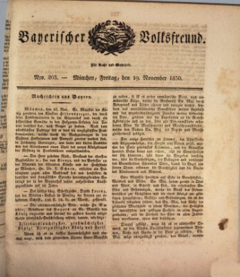 Der bayerische Volksfreund Freitag 19. November 1830