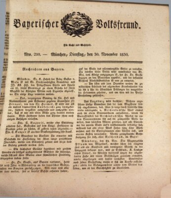 Der bayerische Volksfreund Dienstag 30. November 1830