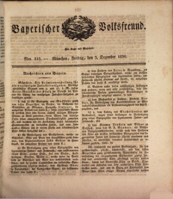 Der bayerische Volksfreund Freitag 3. Dezember 1830