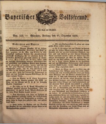 Der bayerische Volksfreund Freitag 17. Dezember 1830