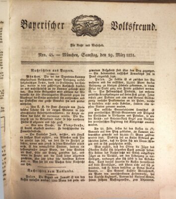 Der bayerische Volksfreund Samstag 19. März 1831