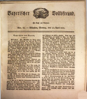 Der bayerische Volksfreund Montag 25. April 1831