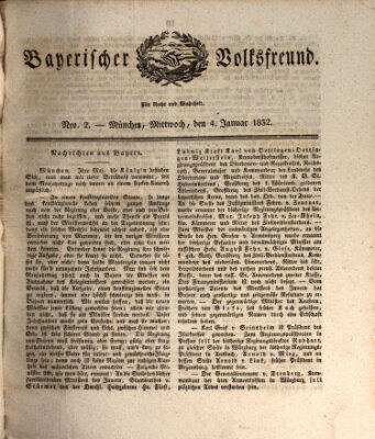 Der bayerische Volksfreund Mittwoch 4. Januar 1832
