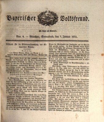 Der bayerische Volksfreund Samstag 7. Januar 1832