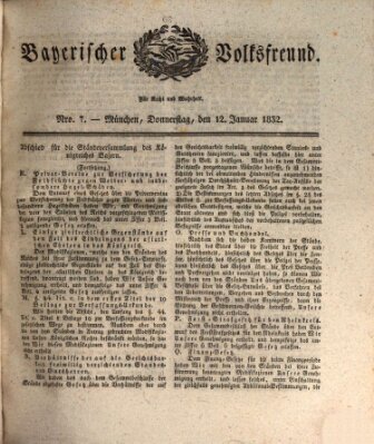 Der bayerische Volksfreund Donnerstag 12. Januar 1832