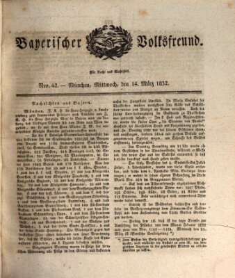 Der bayerische Volksfreund Mittwoch 14. März 1832