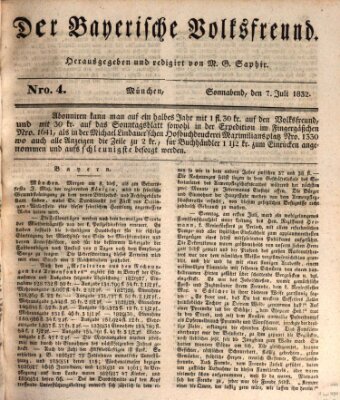 Der bayerische Volksfreund Samstag 7. Juli 1832