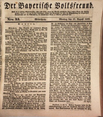 Der bayerische Volksfreund Montag 26. August 1833