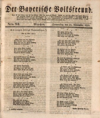 Der bayerische Volksfreund Donnerstag 21. November 1833