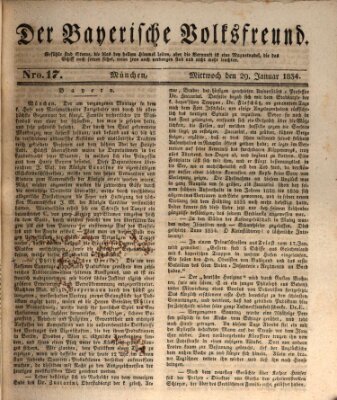 Der bayerische Volksfreund Mittwoch 29. Januar 1834