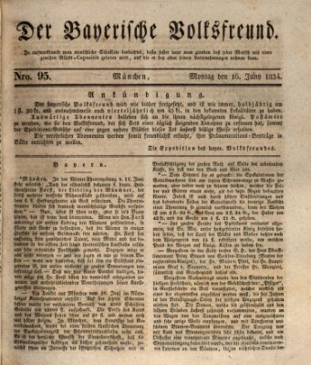 Der bayerische Volksfreund Montag 16. Juni 1834