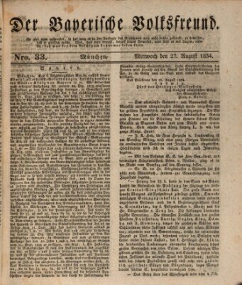 Der bayerische Volksfreund Mittwoch 27. August 1834