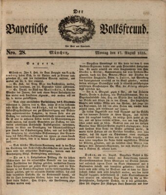 Der bayerische Volksfreund Montag 17. August 1835