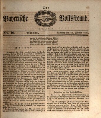 Der bayerische Volksfreund Montag 18. Januar 1836