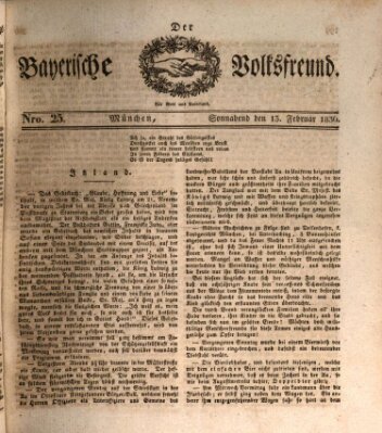 Der bayerische Volksfreund Samstag 13. Februar 1836