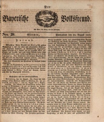 Der bayerische Volksfreund Samstag 20. August 1836