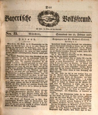 Der bayerische Volksfreund Samstag 25. Februar 1837