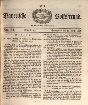 Der bayerische Volksfreund Samstag 22. April 1837