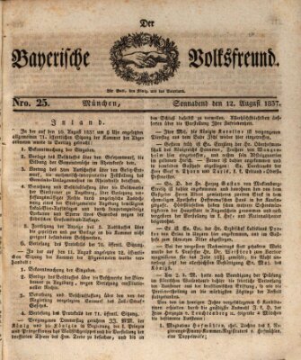 Der bayerische Volksfreund Samstag 12. August 1837