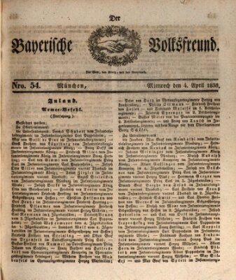 Der bayerische Volksfreund Mittwoch 4. April 1838