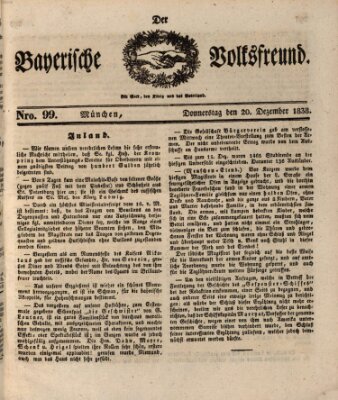 Der bayerische Volksfreund Donnerstag 20. Dezember 1838
