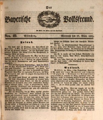 Der bayerische Volksfreund Mittwoch 27. März 1839