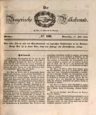 Der bayerische Volksfreund Donnerstag 27. Juni 1839