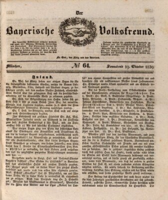 Der bayerische Volksfreund Samstag 19. Oktober 1839